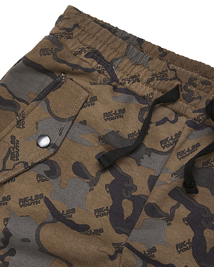 Boys browns printed utility joggers