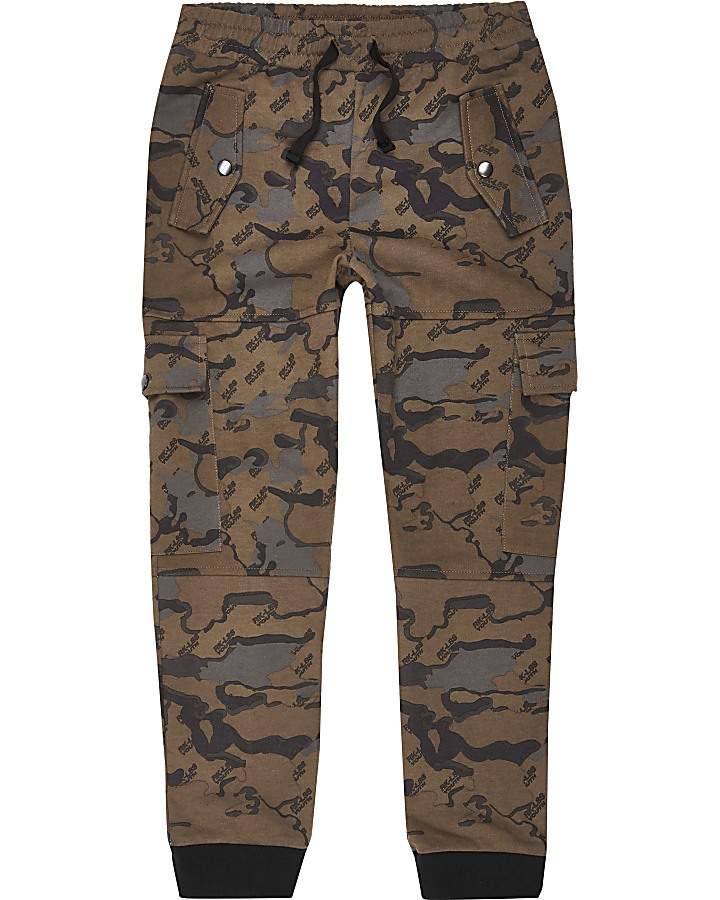 Boys browns printed utility joggers