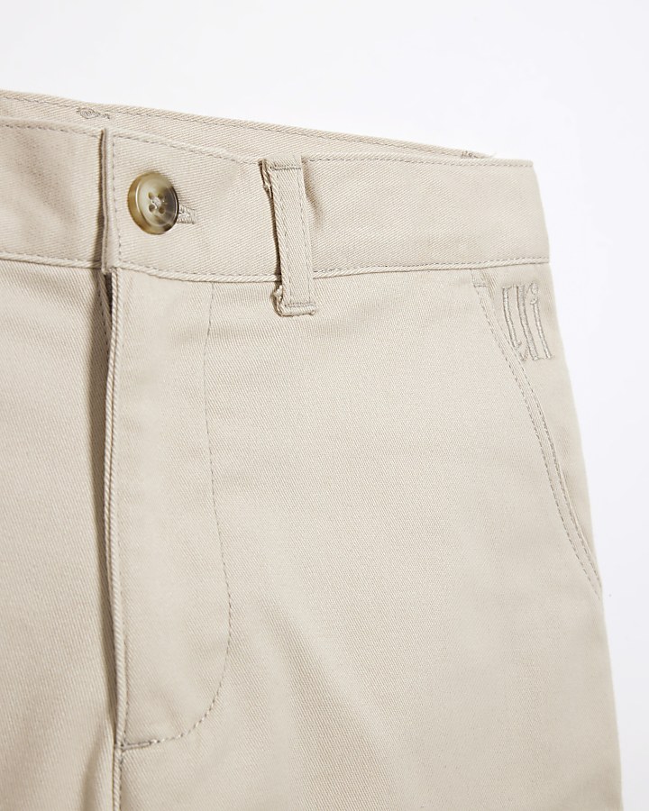 Boys stone shirt and oxford chino shorts set River Island