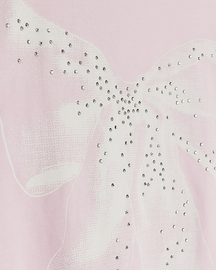 Girls pink graphic bow print t-shirt