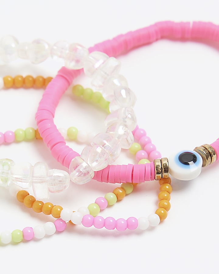 Pink Neon Beaded Bracelets Multipack | River Island