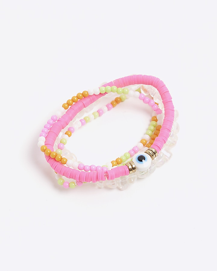 Pink Neon Beaded Bracelets Multipack 