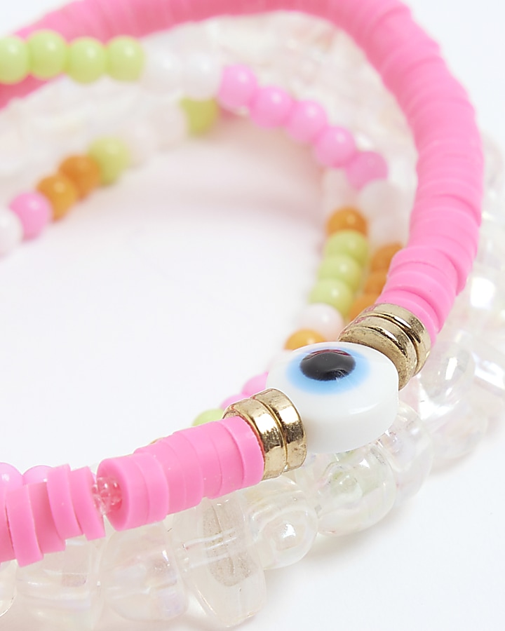 Pink Neon Beaded Bracelets Multipack | River Island