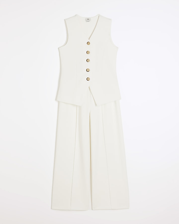 Girls white waistcoat and trousers set River Island