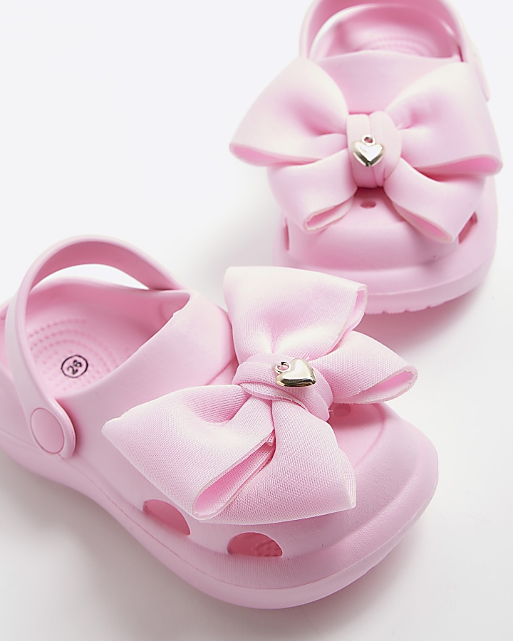 Mini girls pink bow detail Clogs