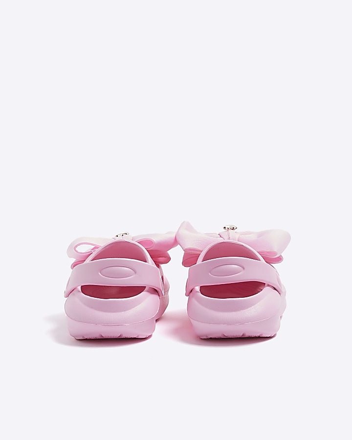 Mini girls pink bow detail Clogs