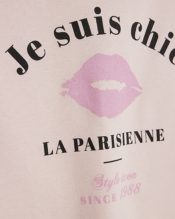 Girls pink lips graphic t-shirt