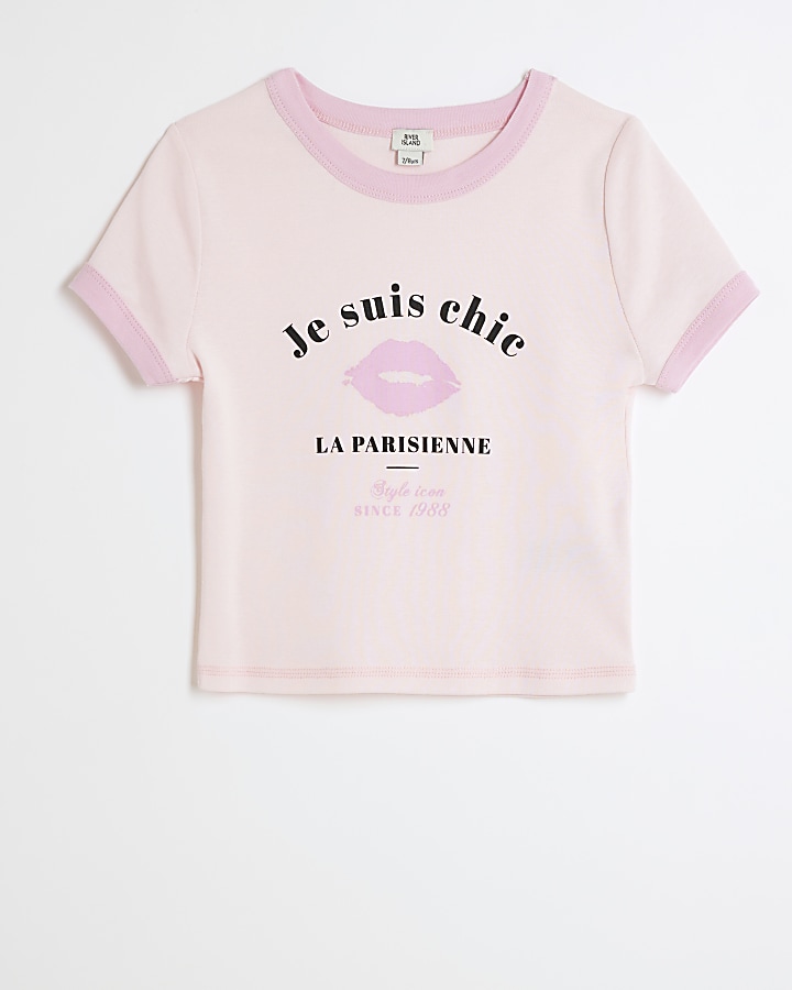 Girls pink lips graphic t-shirt