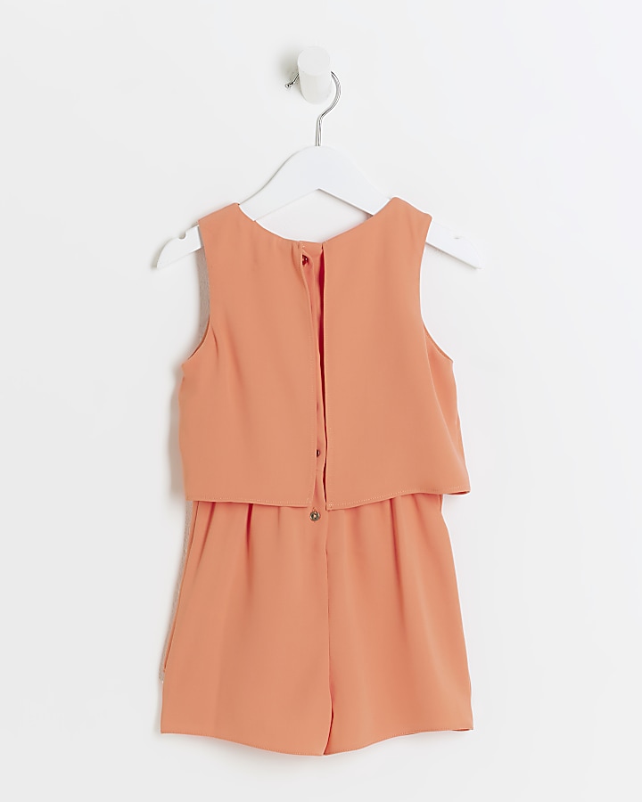 Mini Girls Coral layered Playsuit