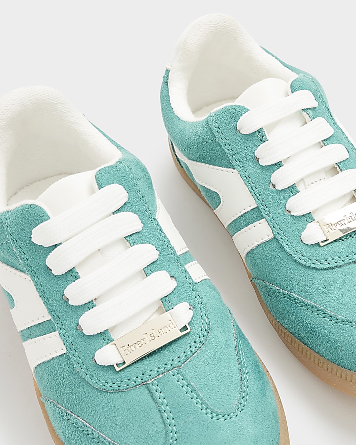 Green lace up trainers