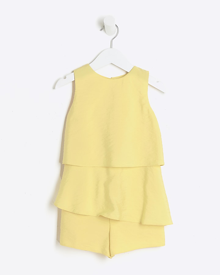 Mini girls yellow layered playsuit