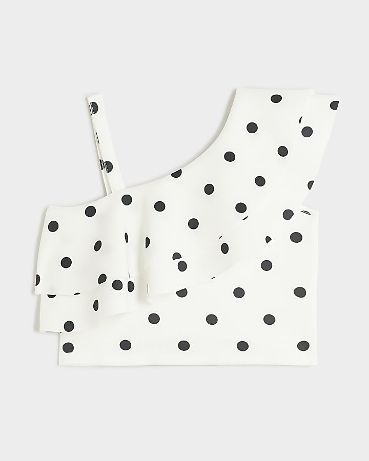 Girls white spot one shoulder top