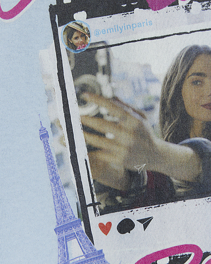 Girls blue Emily in Paris graphic t-shirt