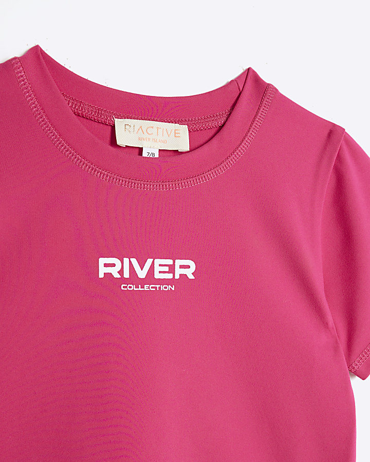 Girls Pink RI Active T-shirt and Skort Set