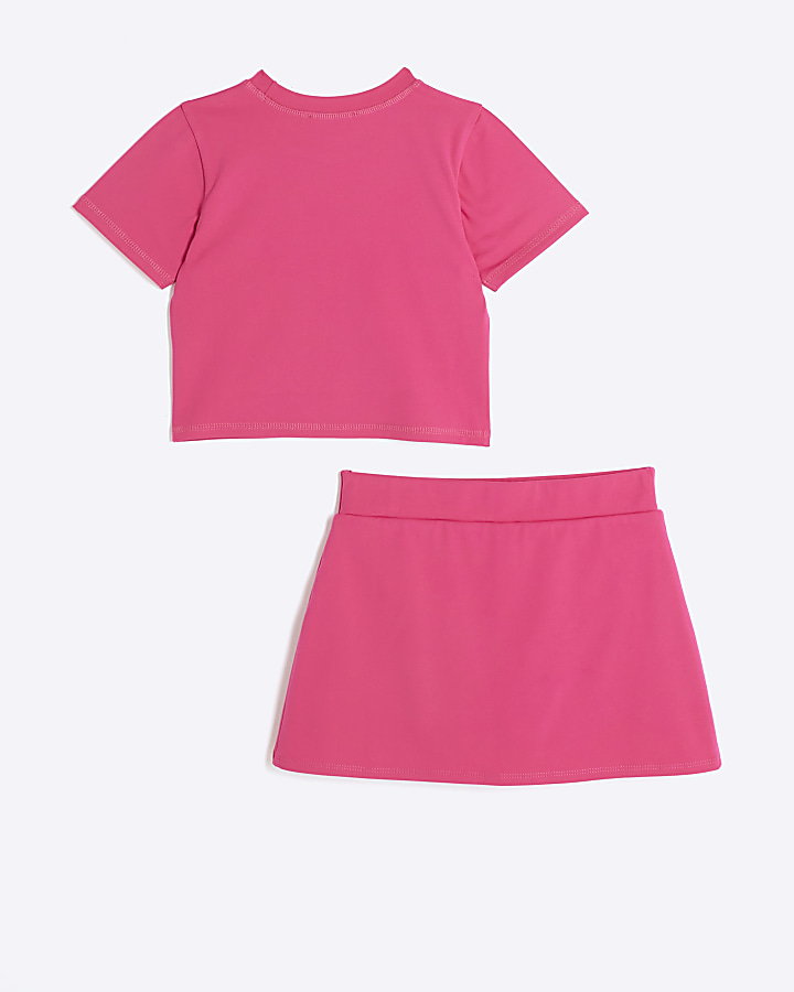 Girls Pink RI Active T-shirt and Skort Set