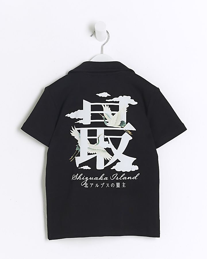 Mini boys black Japanese graphic shirt