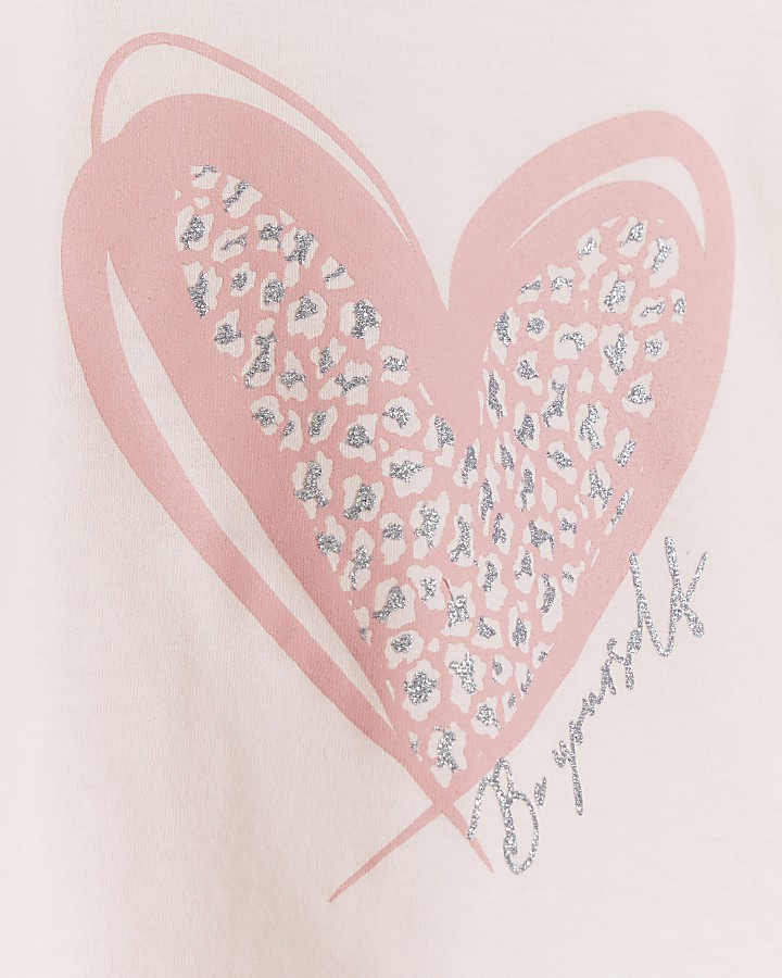 Mini girls pink heart peplum t-shirt