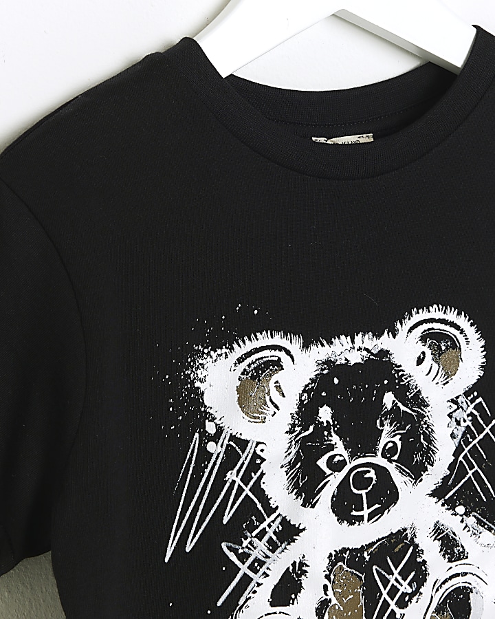 Mini boys black bear graphic t-shirt