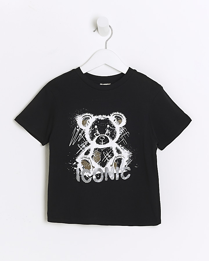Mini boys black bear graphic t-shirt
