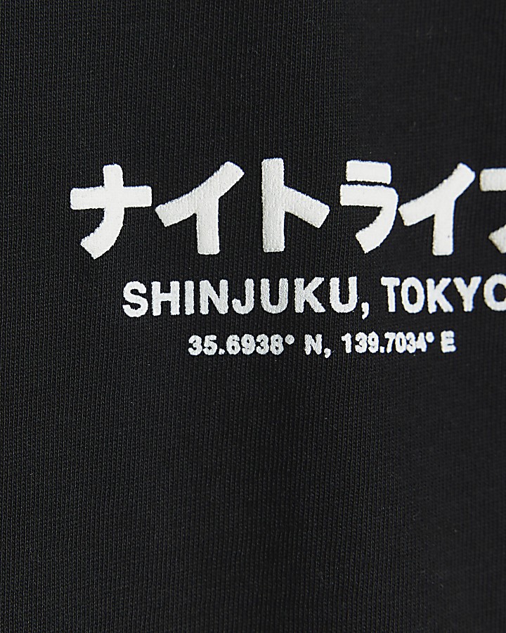 Boys black Japanese graphic t-shirt