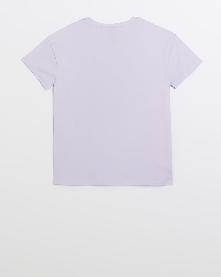 Girls purple graphic bear t-shirt
