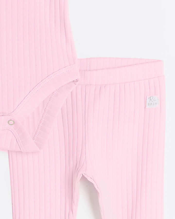 Baby girl pink embroidered babygrow set
