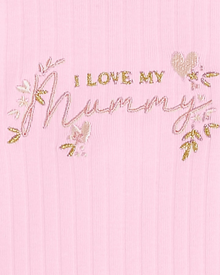 Baby girl pink embroidered babygrow set