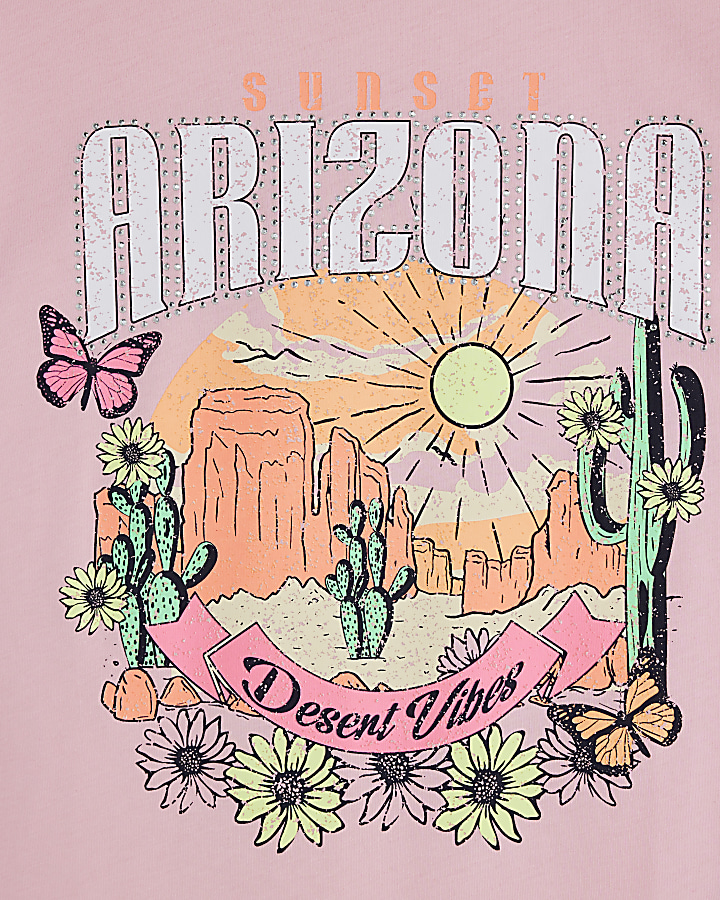 Girls pink Arizona graphic t-shirt