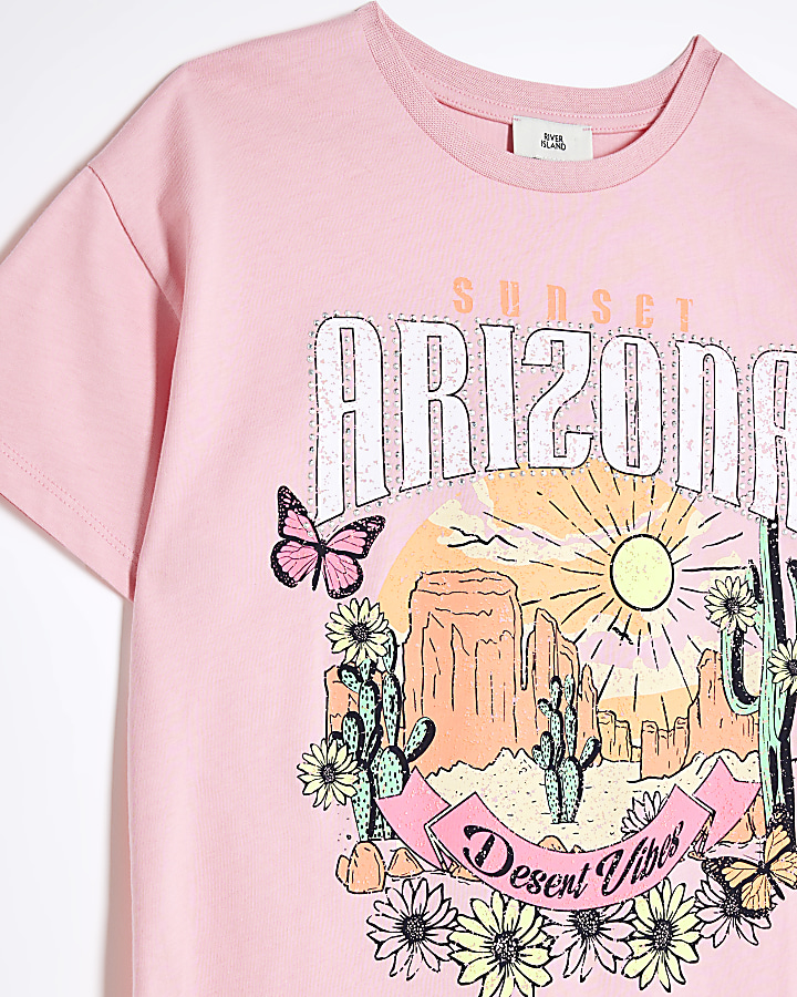Girls pink Arizona graphic t-shirt