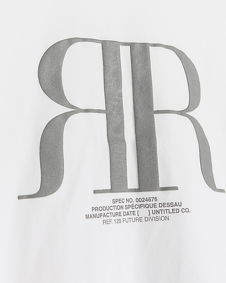 Boys White RI Graphic Print T-Shirt Set