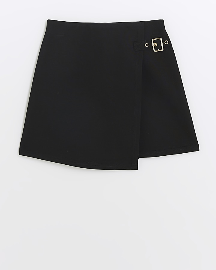 Girls black wrap skirt River Island
