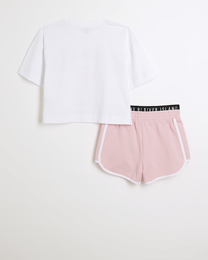Girls pink glitter t-shirt and shorts set