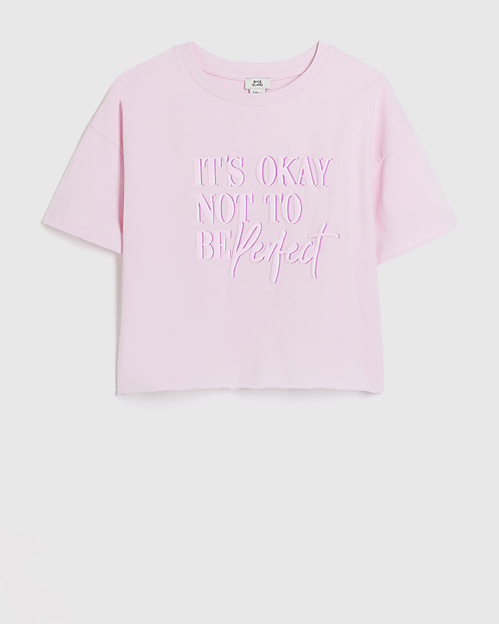 Girls Pink Okay Not To Be Perfect T-shirt