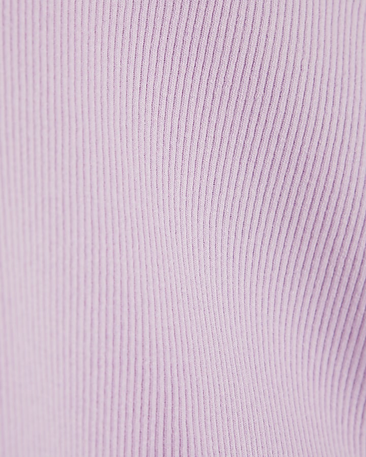 Girls purple Embroidered Logo Crop T-Shirt