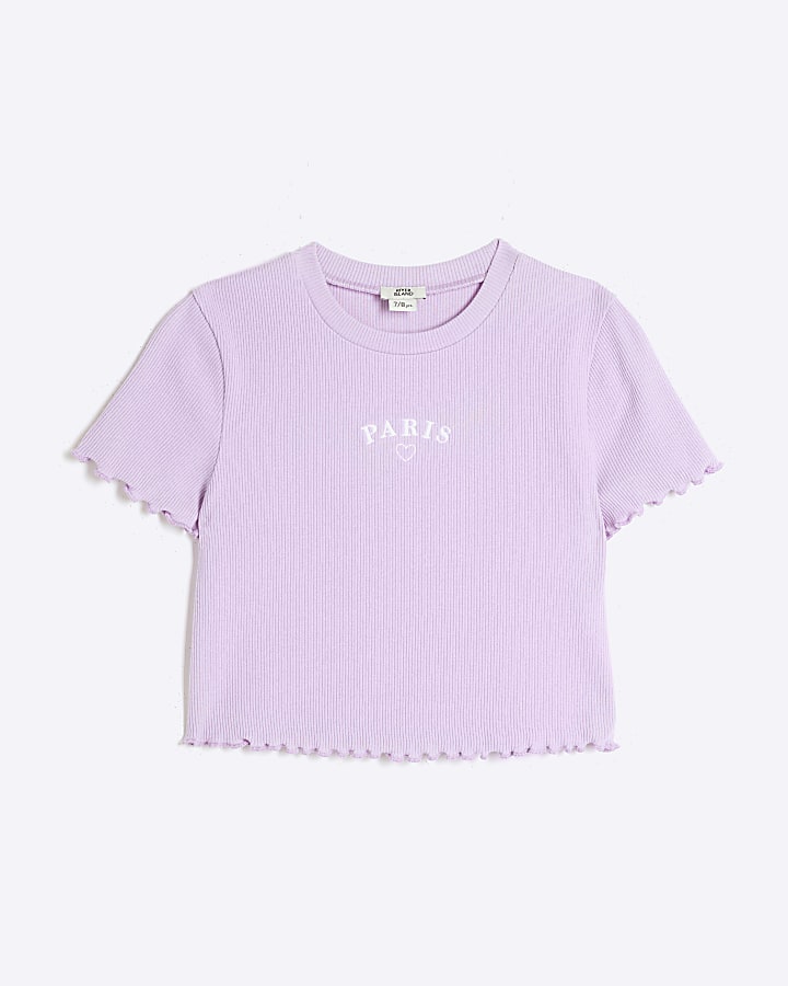 Girls purple Embroidered Logo Crop T-Shirt