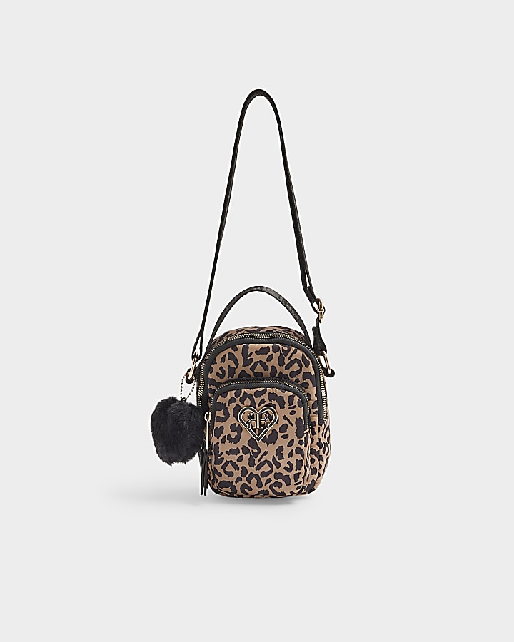 Girls brown leopard print Crossbody Bag