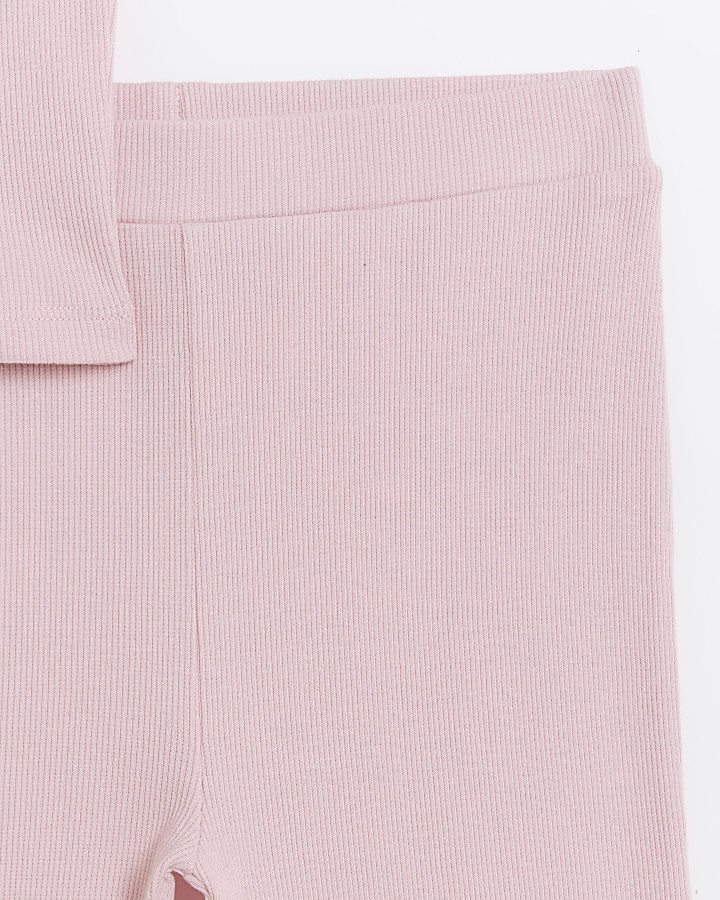 Girls pink asymmetric top and leggings set