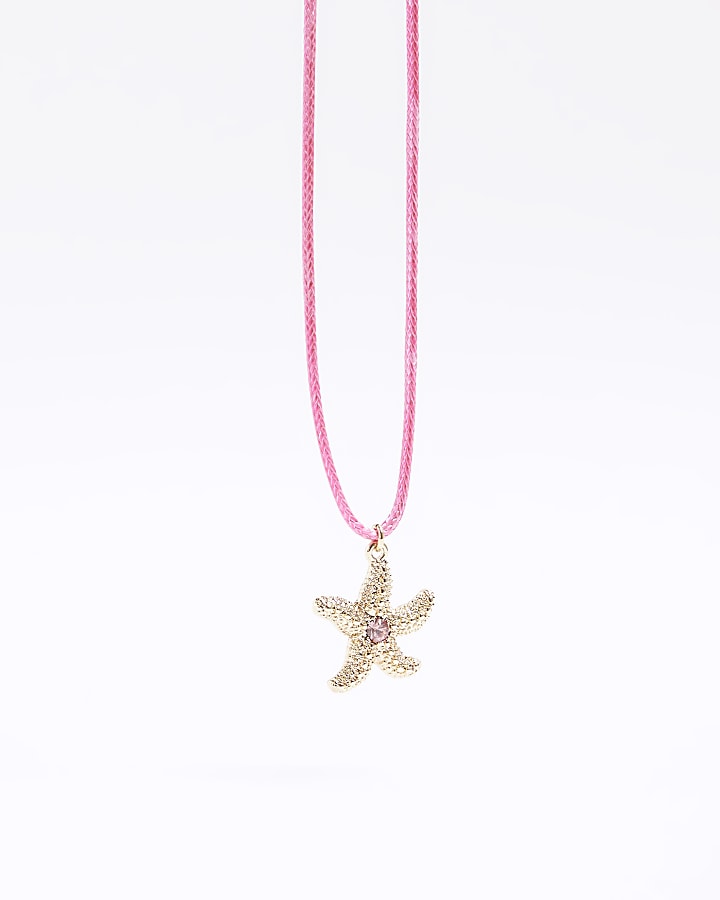 Girls pink starfish necklace