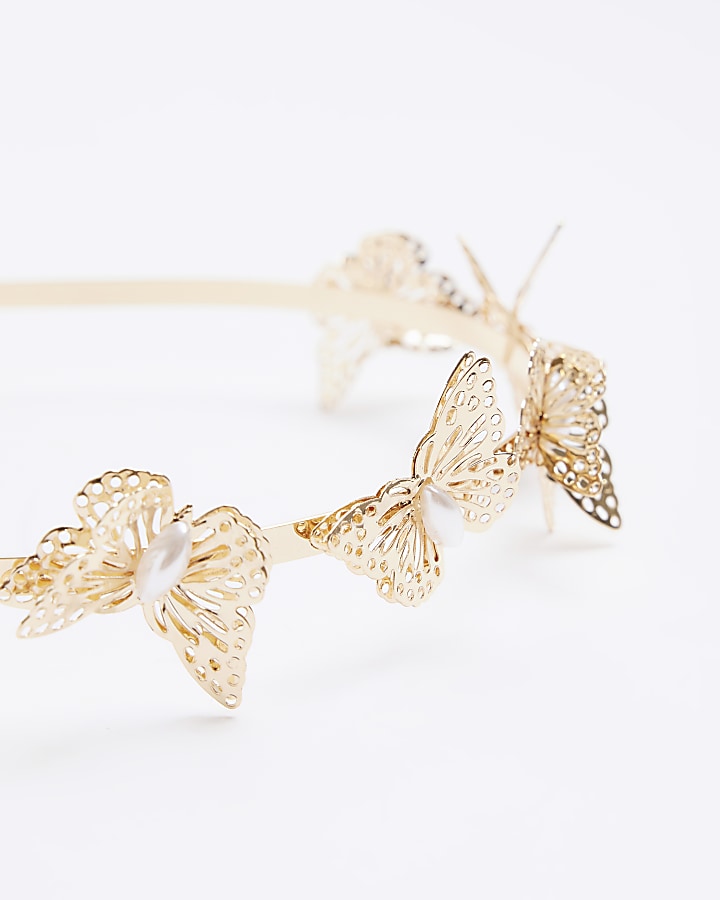 Girls gold Butterfly headband