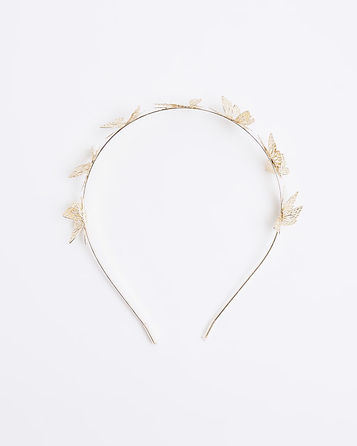 Girls gold Butterfly head band
