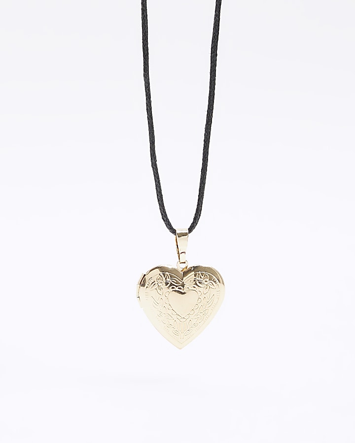 Gold colour heart locket necklace