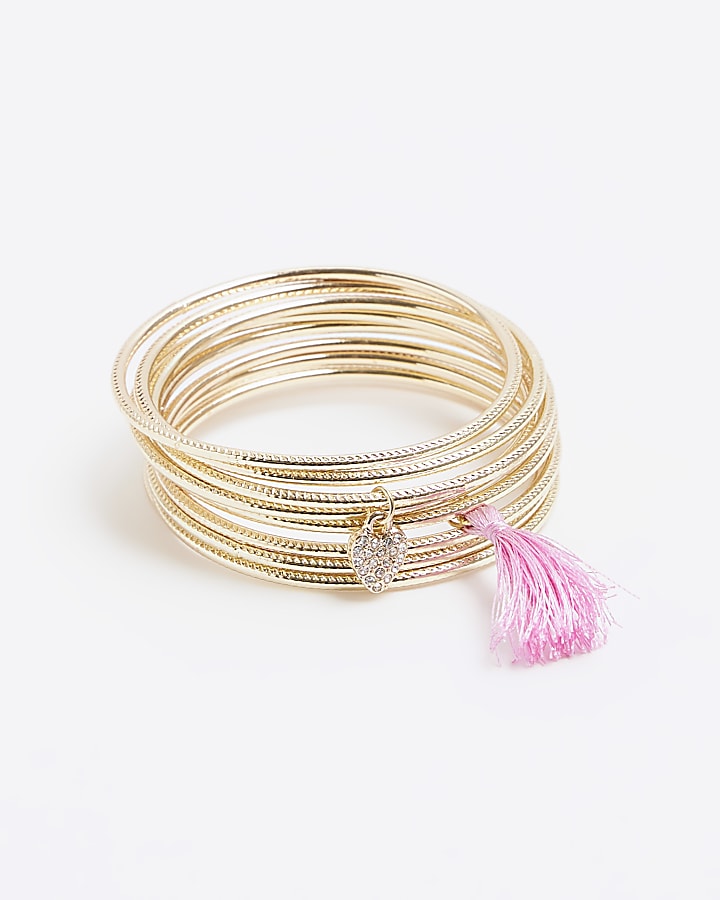 Girls gold bangle bracelets 10 pack
