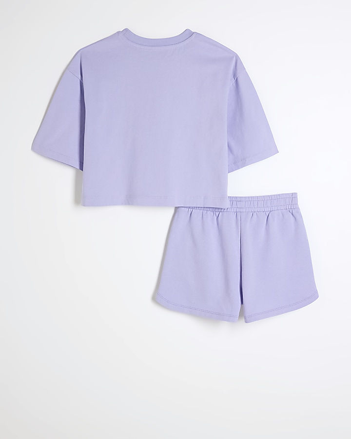 Girls blue graphic t-shirt and shorts set