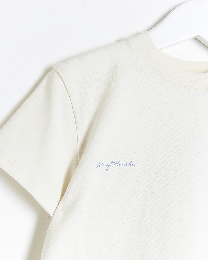 Mini boy white japanese graphic print t-shirt