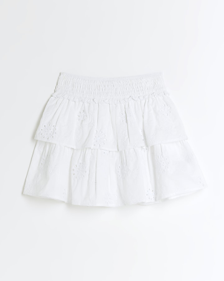 Girls white broderie skirt