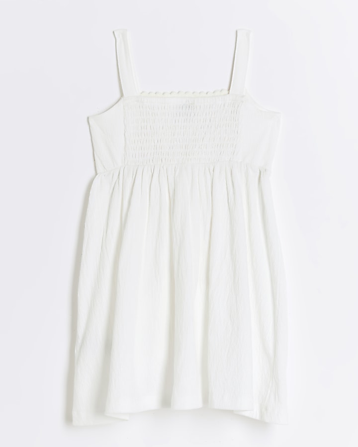 Mini girls white crochet detail summer dress