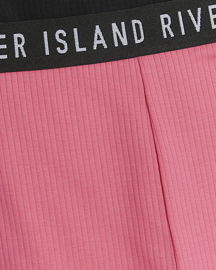 Girls pink RI waistband cycle shorts 2 pack