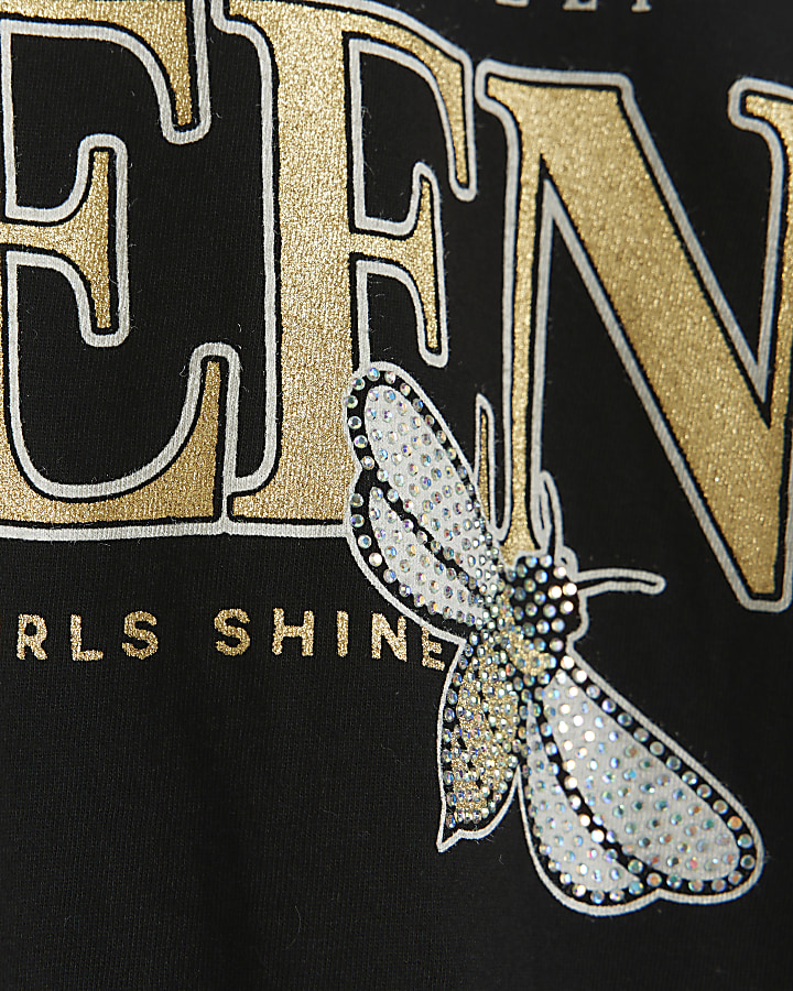 Girls black bee graphic t-shirt