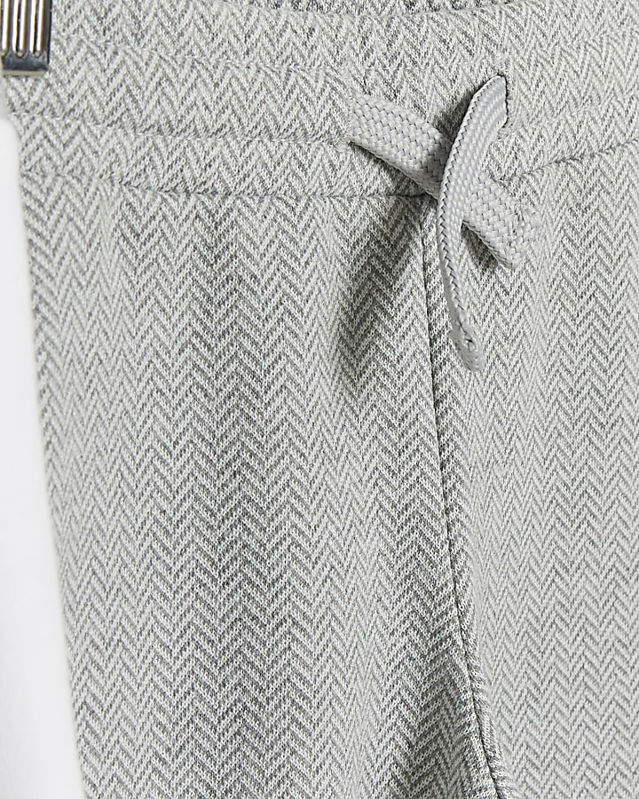 Mini Boys Grey Herringbone Shacket and shorts