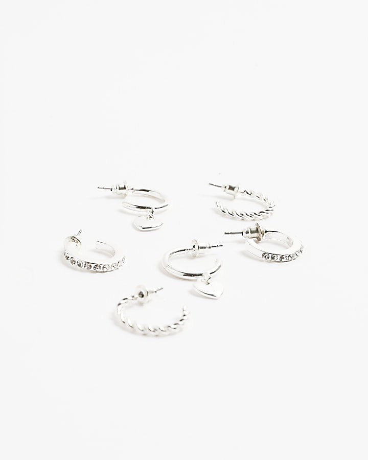 Girls silver hoop earrings 3 pack
